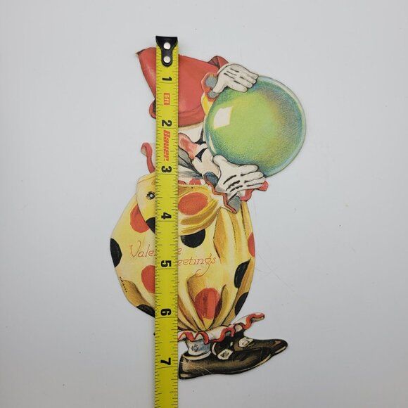 Vintage Valentines Day Clown Die Cut Collectible Paper Greeting Card Art - Picture 4 of 5
